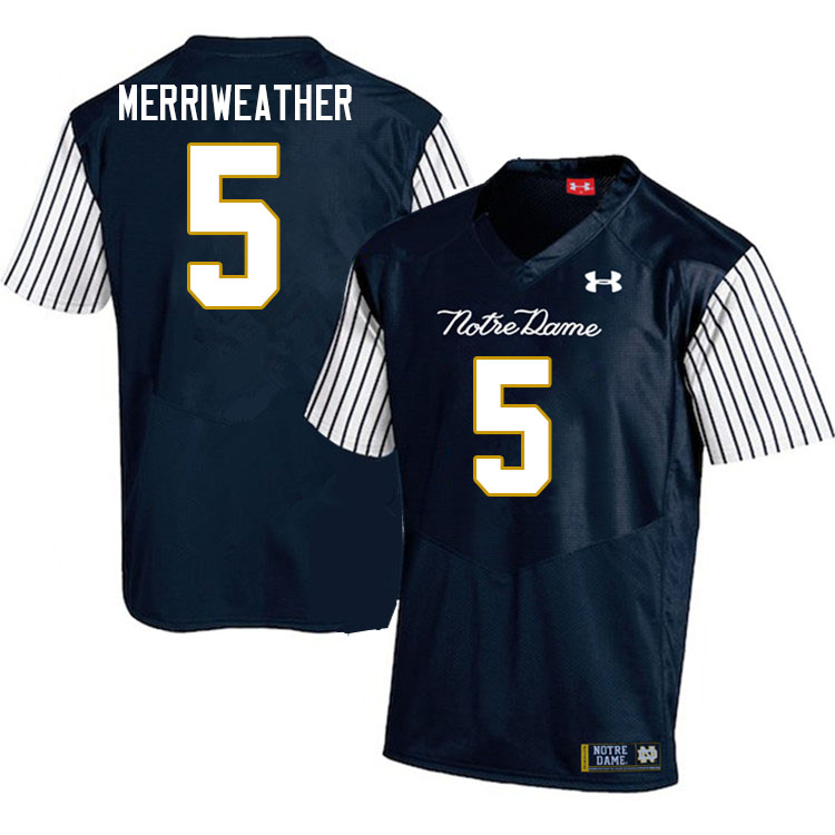 Men #5 Tobias Merriweather Notre Dame Fighting Irish College Football Jerseys Stitched-Alternate
